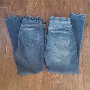 LuLaRoe Lot of 2 Pairs Blue Straight Leg Jeans with Stretch womens 28 waist